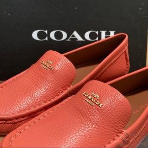 NEW Coach Marley Leather Drive (Loafers) in Bright Salmon - Size 8